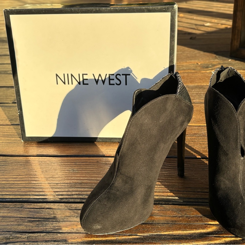 Nine West Charcoal Suede Heeled Boots